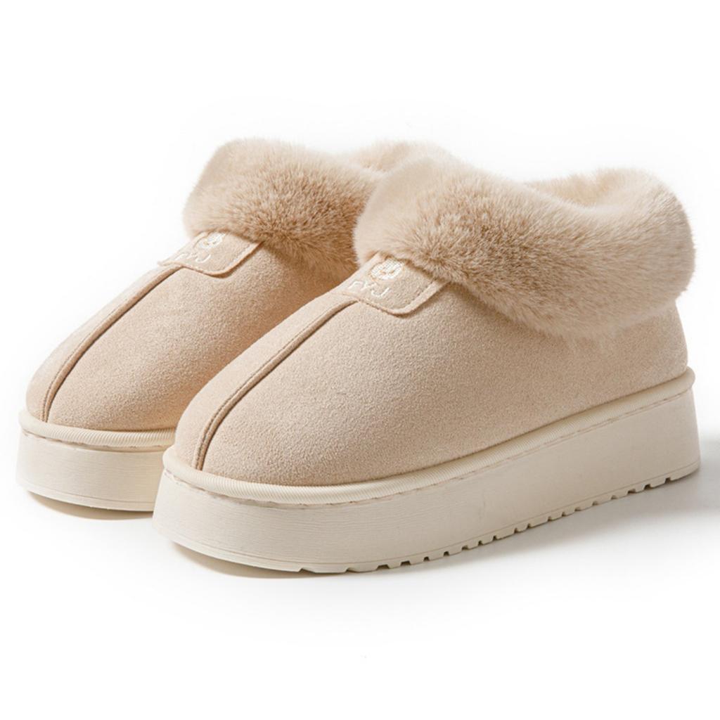 Cotton Slippers, Autumn and Winter Women's Home Bag, Postpartum Thick Soled Warm Couple with Fleece, Outdoor Snow Boots for Men