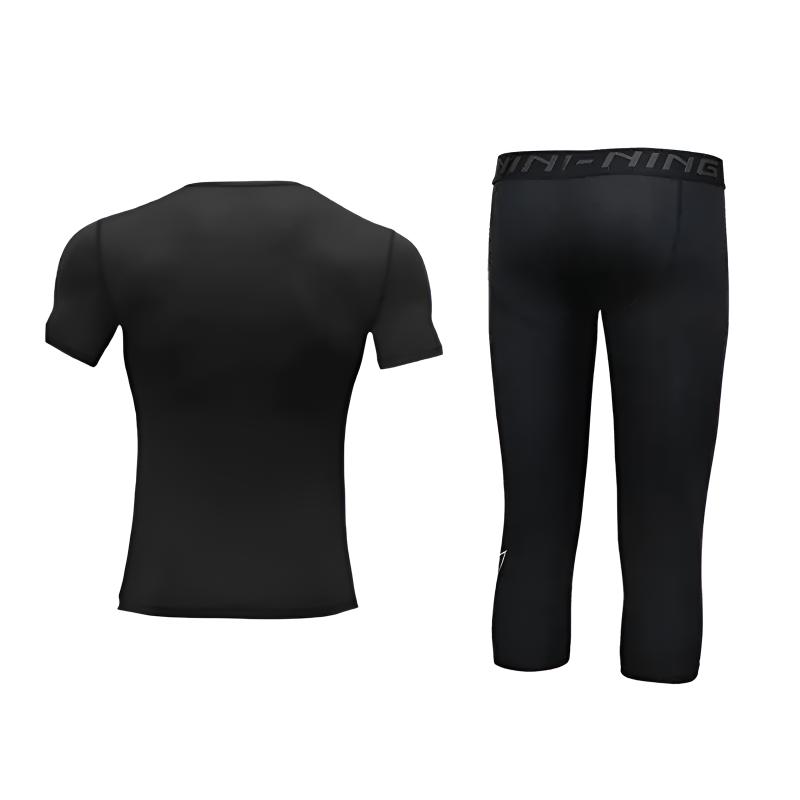 Li Ning Logo Print Quick-Dry Casual Comfortable Versatile Round Neck Pullover Fitness Set Men Sets YUDV017-2+YUQV003-2