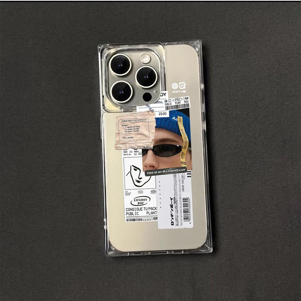 Clear Square Back Tube Case Protection For iPhone 14 Pro Max 12 16 ProMax 15 Plus 13 11 Anti-Oxygen,Men Pattern Casing