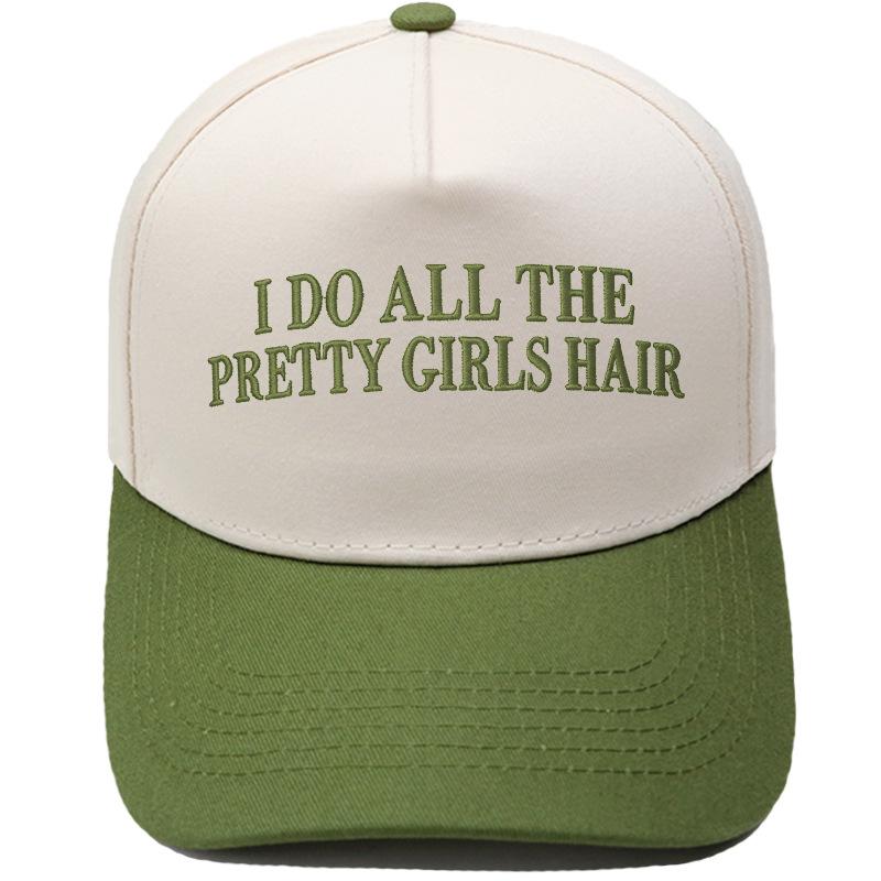 PRETTY GIRLS HAIR Fun Embroidery Color Matching Truck Driver Hat Men's and Women's Casual Sun Hat