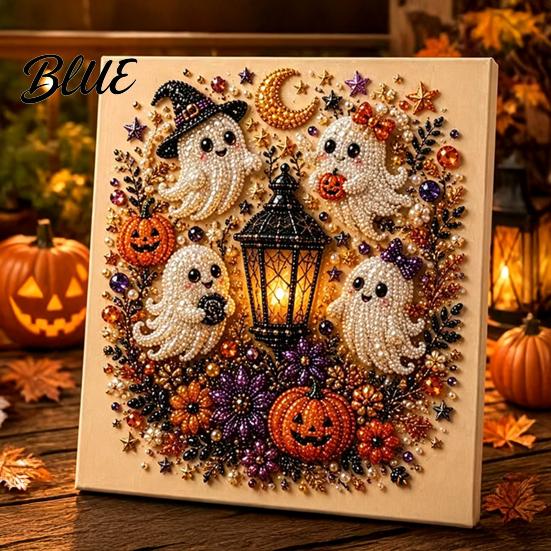 3D Faux Pearl Pumpkin Witch 2Pcs Halloween for Adults Art Craft Art Ghost Crow Painting