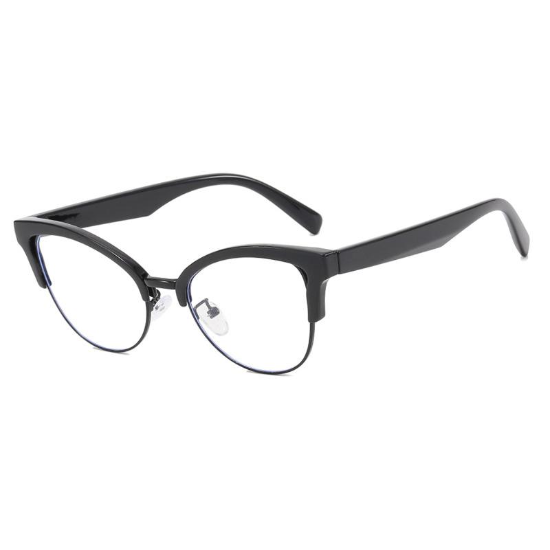 Fashion Cat Eye Shape Plain Eyeglasses for Women Pc Frame Eyeglasses for Party Eyeglasses Metal Half Framed Glasses Clear Lens Eyeglasses