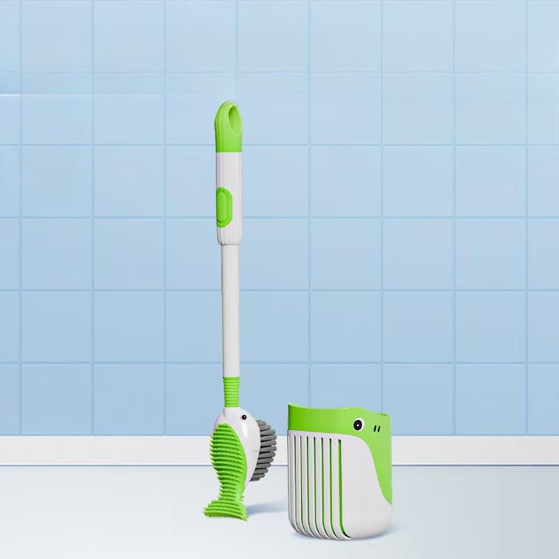 Liquid Injection Silicone Toilet Brush with Suction Cup Holder Strong Cleaning No Dead Corners