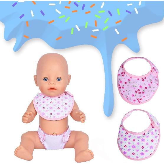 DC-BEAUTIFUL 4 Pcs Diapers, Underwear and 2 Pcs Bibs for 14-18 Inch Baby Dolls, Suitable for Infant Baby Girls Boys