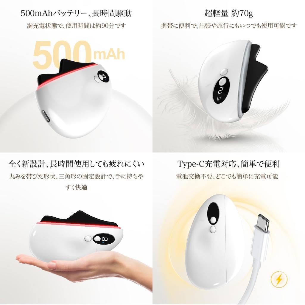 FUIAD Electric Gua Sha Vibration Heat LED Red Facial Massager with 9 Heat and Whole Body Home Day Birthday Japanese Instruction Manual Plate, + +