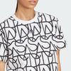 (WMNS) Adidas Allover Graphic Boyfriend Tee 'White Black' Women's IC5710