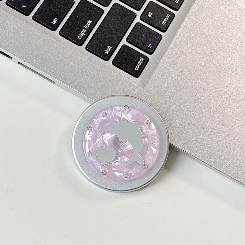 Dolphin Heart Mirror Phone Holder with Magnetic Suction, Compatible with MagSafe - Ideal for Desktop and Hands-Free Use, Japanese & Korean Style