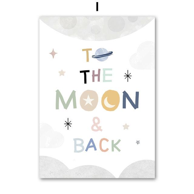 Sun Rainbow Moon Stars Planet Rocket Cartoon Explore Wall Art Canvas Painting Posters And Prints Pictures Baby Kids Room Decor