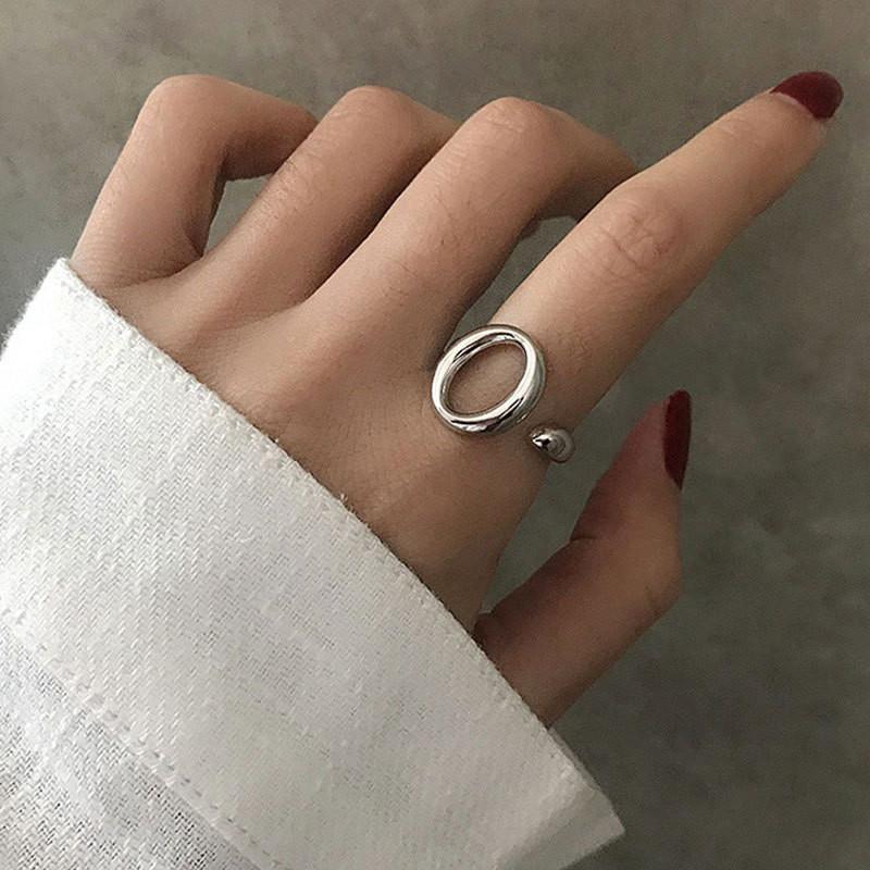 Chic Korean Style 925 Silver Adjustable Ring For Women Unique Accessory Fashionable