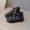 Sandali Romani Estivi Stivali Gladiatore Ragazza High Top Moda Scarpe da Festa Principessa Piattaforma Borchie Bambina Scarpe da Spiaggia Ragazza I03221
