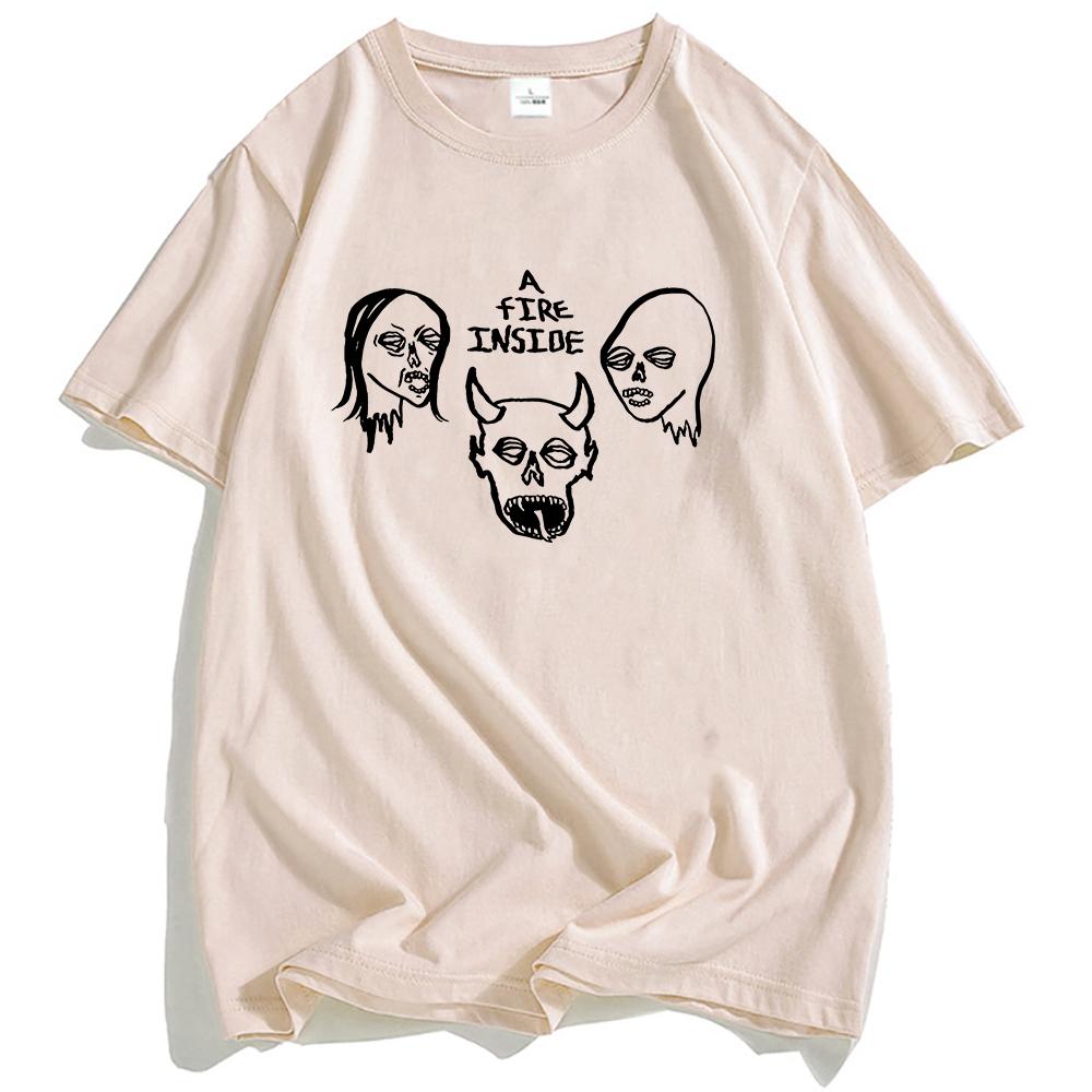 AFI Faces Ivory Tee A Fire Inside Letter Print T-shirt Summer Cotton Men Women Tshirts Fashion Unisex Streetwear Hip Hop TShirt