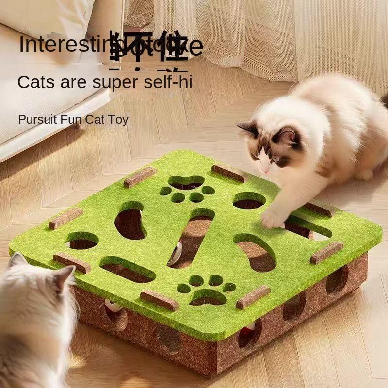 Cat Toy Self-Entertainment Pet Maze Hole-Punching Felt Box Teasing Cat Bell Ball