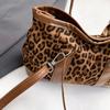 Plush Leopard Print Crossbody Bag Large Capacity Ladies Bucket Shoulder Bag  Autumn Winter