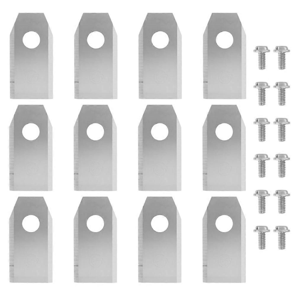 12Pcs 35x18x0.9mm Replacement Blades Stainless Steel with Screws Compatible For Ecovacs Goat Robot Mower