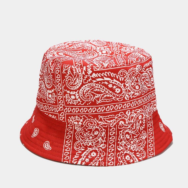 European and American Ins New Cashew Flower Pattern Bucket Hat Women's Summer Outdoor Sunscreen Visor Double-sided Basin Hat