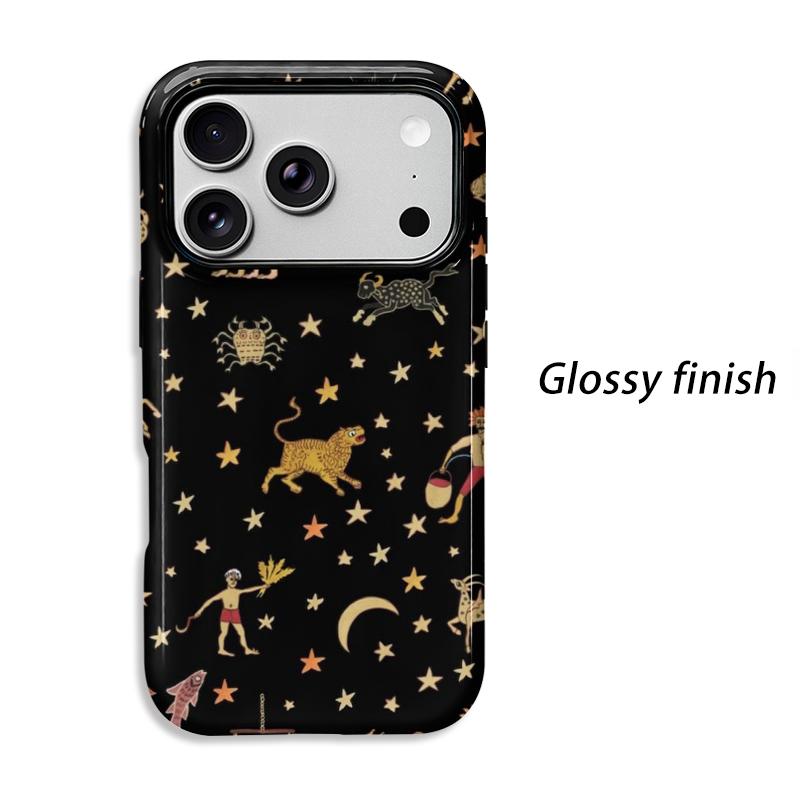 Celestial Zodiac Astrology Gold Stars Pattern Art Film Aesthetic Protective Shockproof Bumper Phone Case Cover For iPhone 14 15 16 Pro Max Plus