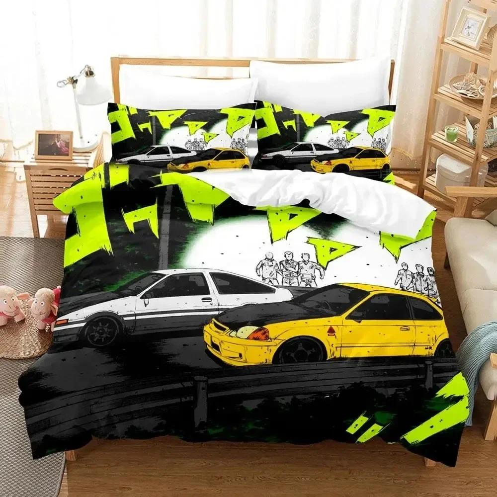 

3D Print Initial D Ae86 Bedding Set Duvet Cover Bed Set Quilt Cover Pillowcase Comforter King Queen Size Boys Adult Bedding Set EU single(135x200cm)