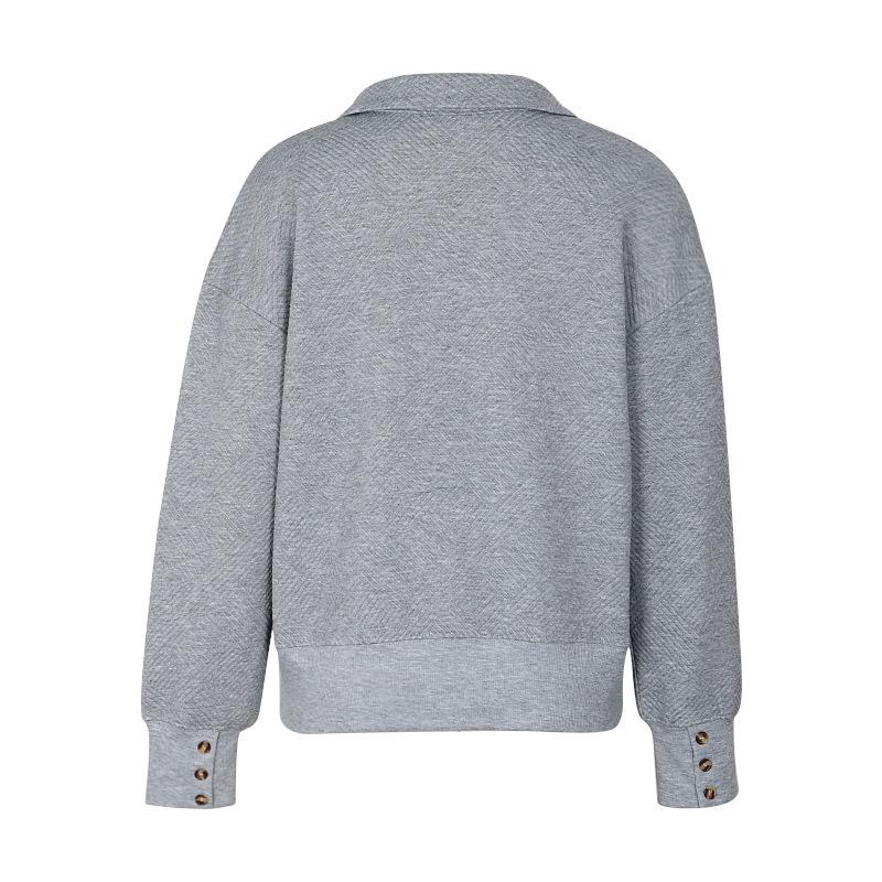 Yiyi 2025 Autumn Women's Solid Color Lapel Hoodie - European & American Style