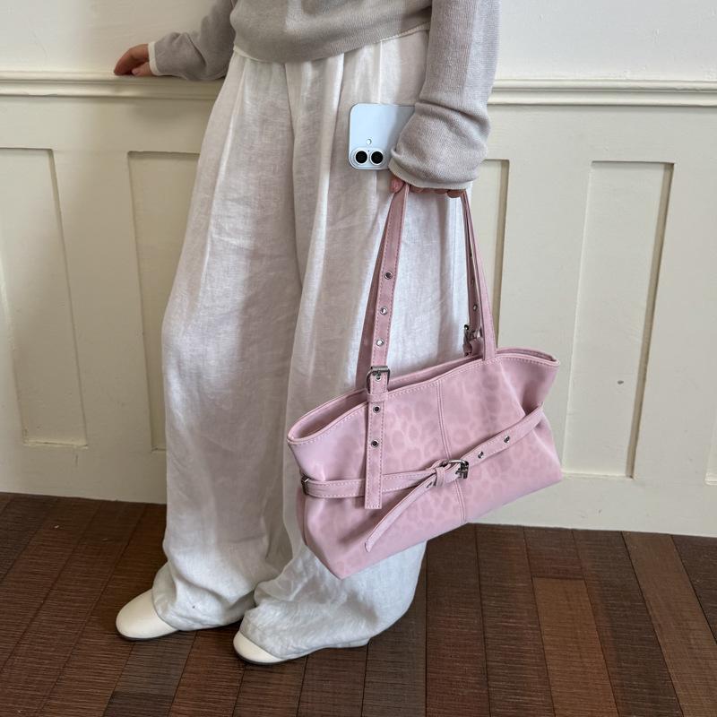 2026 Korean Style Women's Leather Shoulder Bag - Simple, Versatile, Commuting Handbag with Buckle Design