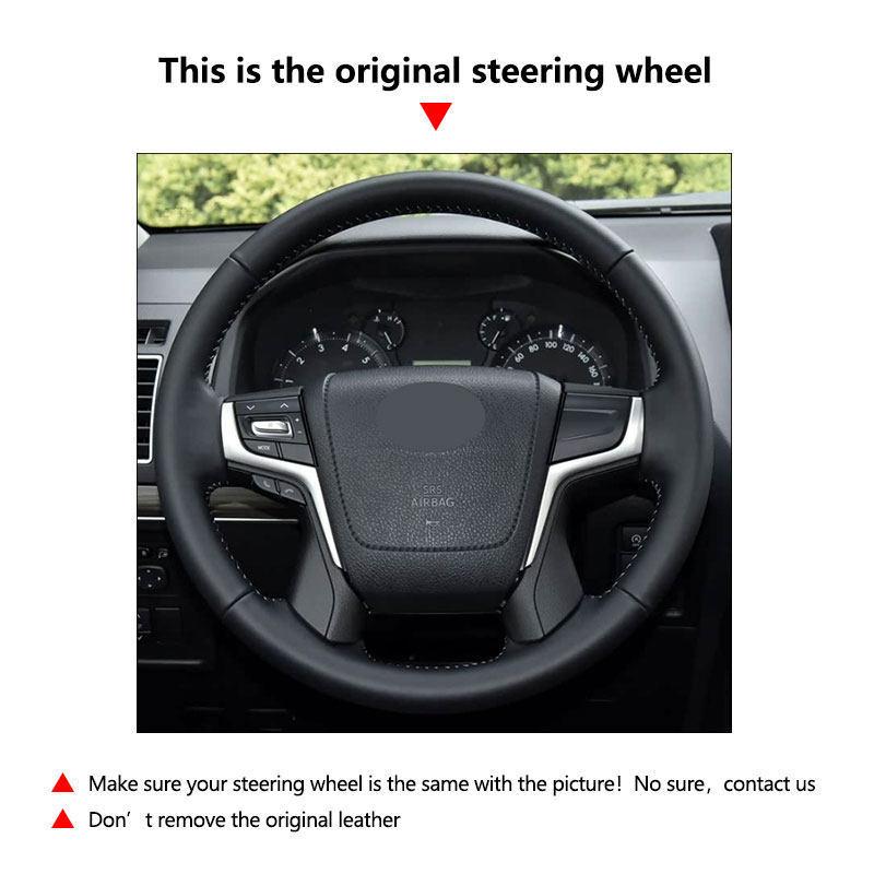 Car Inner Hand-stitched Steering Wheel Cover Trim For Toyota Land Cruiser 2016 2017 2018   Land Cruiser Prado 2018