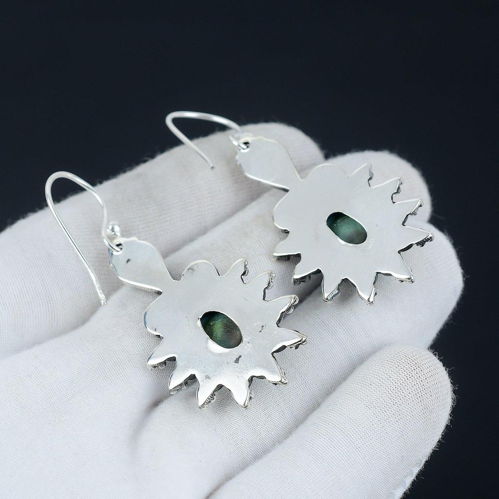 Natural Larimar Gemstone Earring, Larimar Oval Gemstone Earring 925 Sterling Silver Earring, Larimar Birthstone Earring Women's Earring