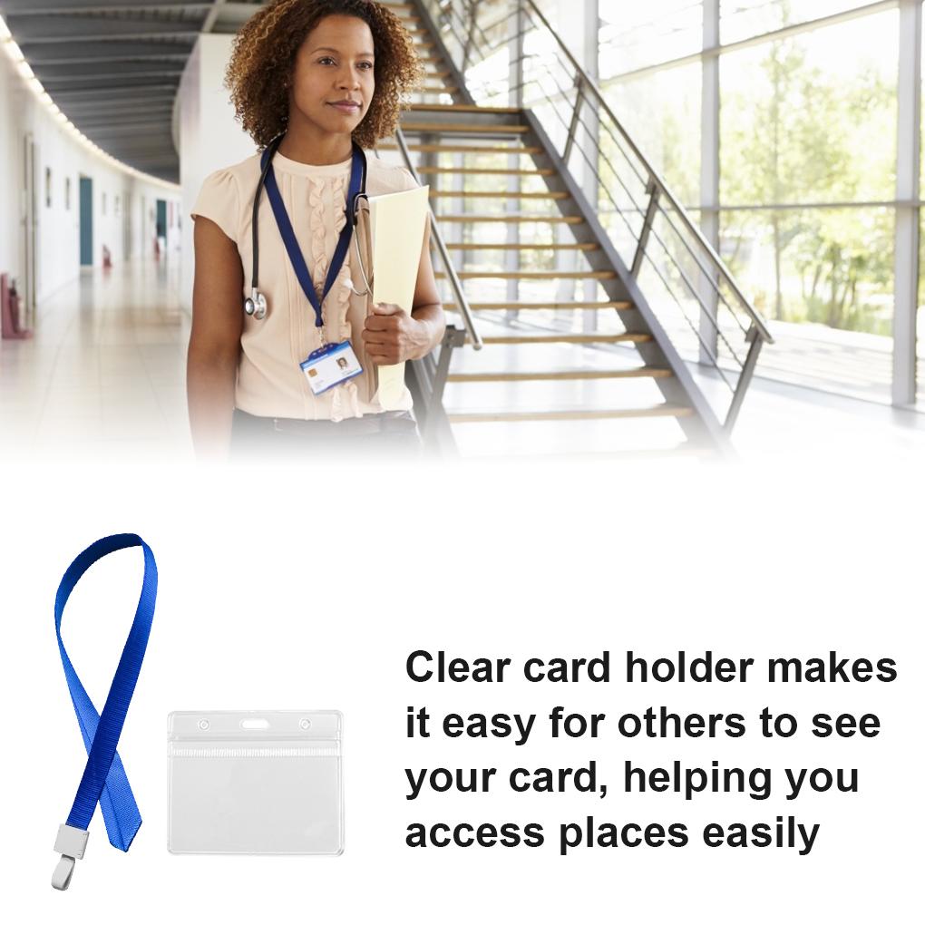 Card Cover Holder ID Card Protector Waterproof PVC Sleeve with Hanging Rope