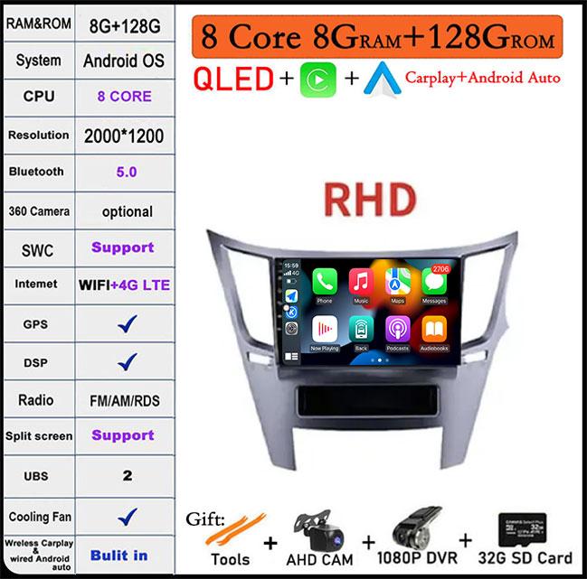 9'' Android 14 For Subaru Outback 4 Legacy 5 2009-2014 RHD Car Radio GPS Screen Navigation Radio Player Multimedia Video Stereo