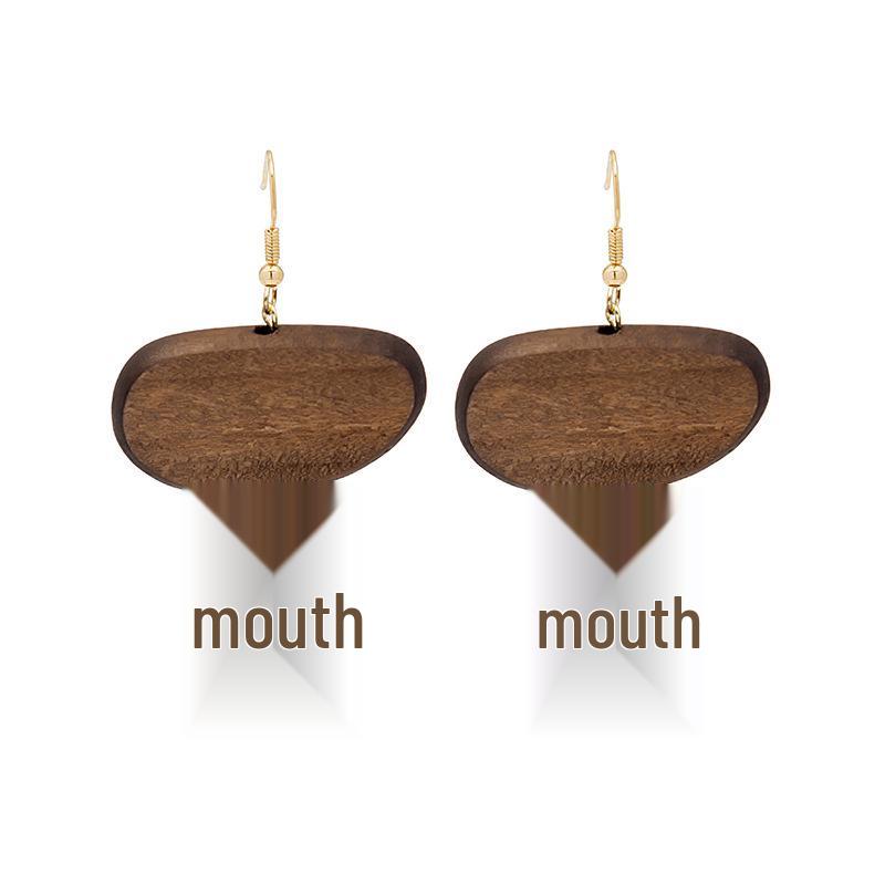 Retro Geometric Hollow Wooden Bohemian Water Drop Earrings
