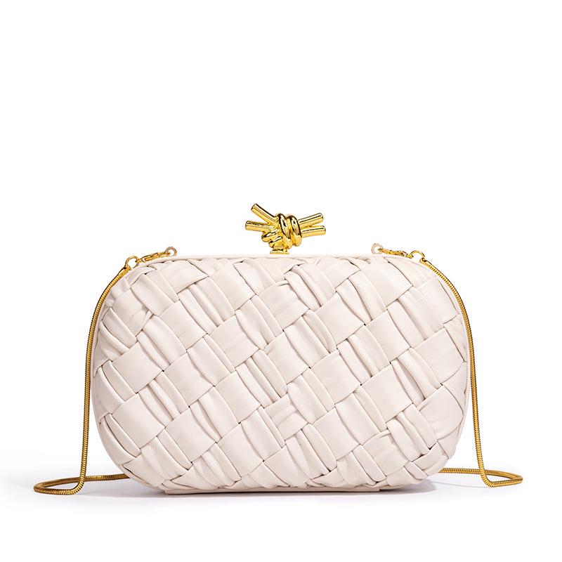 Borsa a mano intrecciata versatile da donna 2025: Elegante Pochette e Borsa a Tracolla con Catena per Banchetti, Serate e Altro