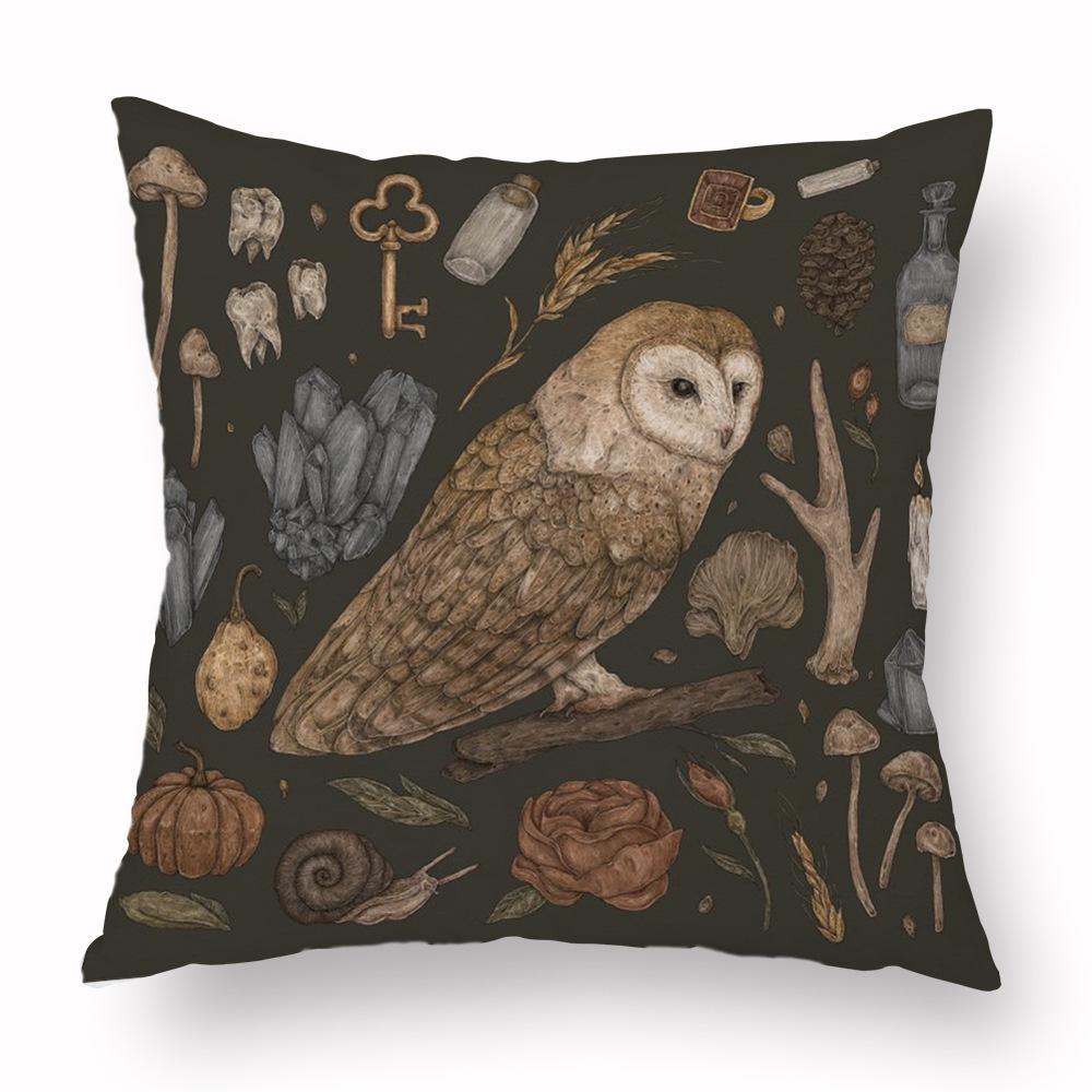 Flower Fox Pillowcase Cushion Animal skull Print Sofa Soft Pillowcase Retro Living Room Bedroom Home Decor Pillowcase