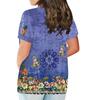 Women's Short Sleeve Shirt Button Plus Size T-Shirt Flower Printed Casual Tops