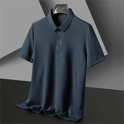 Męski T-shirt z Krótkim Rękawem Letni Jedwab Lodowy Biznesowy Bezszwowy Koszulka Polo