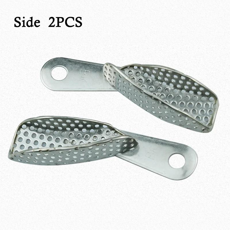 2Pcs Dental Lab Equipment Upper Lower Stainless Steel Impression Trays Autoclavable Teeth Tray Teeth Holder Dentist Tools