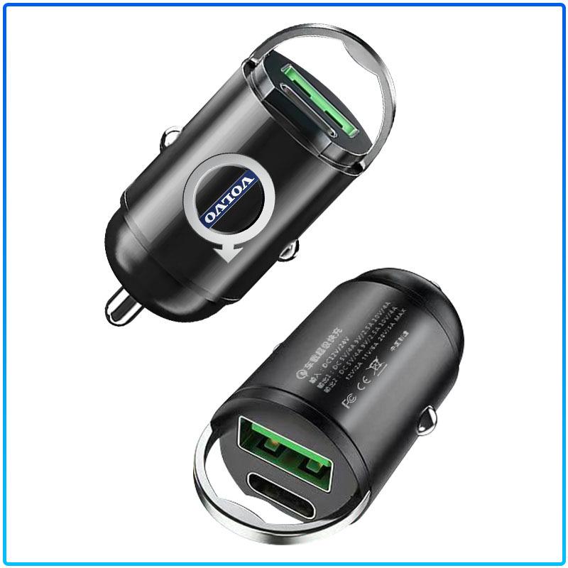 Mini Car Charger 12-24V Lighter Fast Charging Car USB Type C Charger For Volvo XC60 XC90 S60 S80 S40 V40 V60 V70 V50 XC70