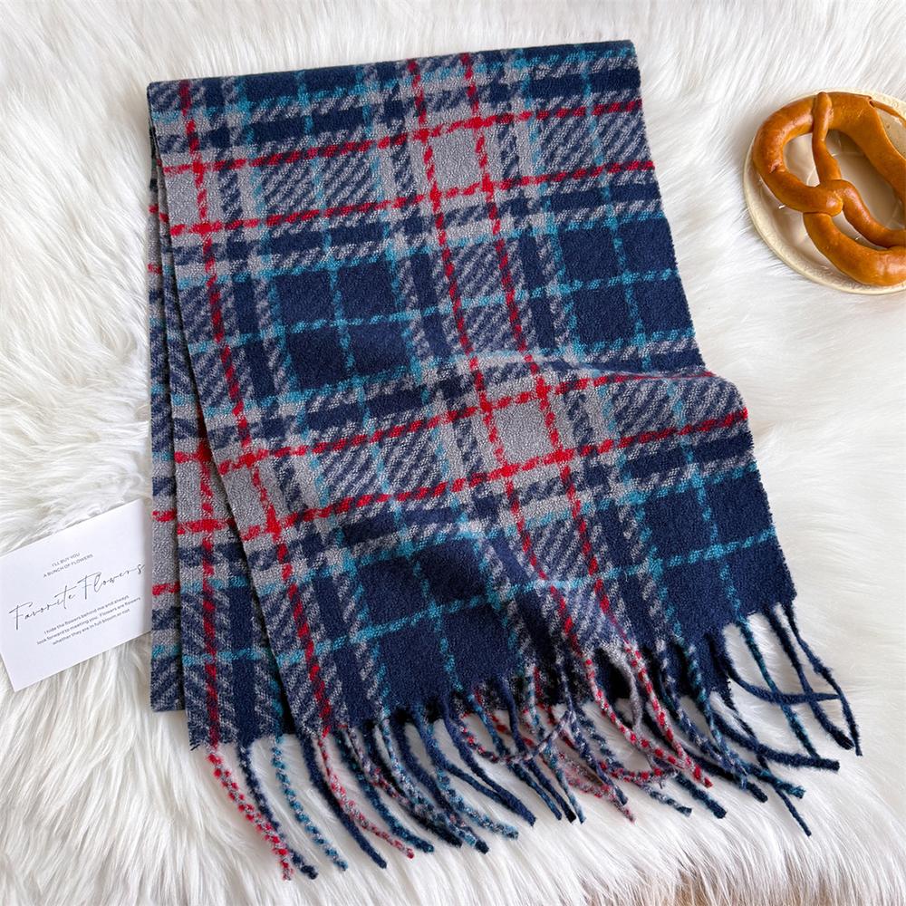 Scarf Women's Winter With Classic Plaid Thicken Student Long Shawl Lovers Neck Thicken Warm Neckerchief Bufanda Tassel