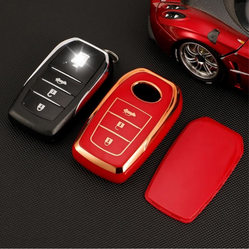 2/3 Tasten TPU Autoschlüsselhülle für Toyota Chr Rav4 Auris Avensis Prius Aygo Camry Corolla Land Cruiser 200 Prado Crown Schlüsselanhänger Zubehör