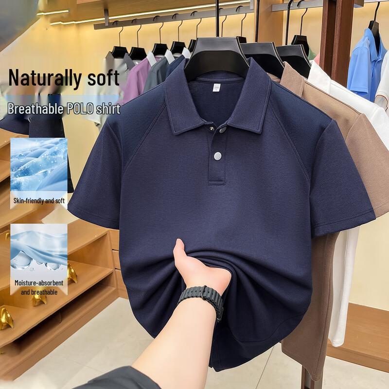 POLOMEISDO Men s Contrast Collar Raglan Sleeve Polo Shirt 3XL