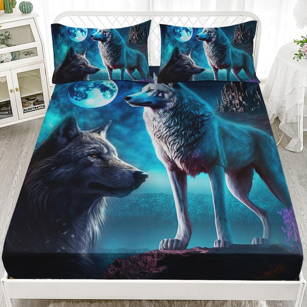 Forest Animal Pattern Mattress Three-Piece Digital Printing Mattress Bedding Set Adult Children