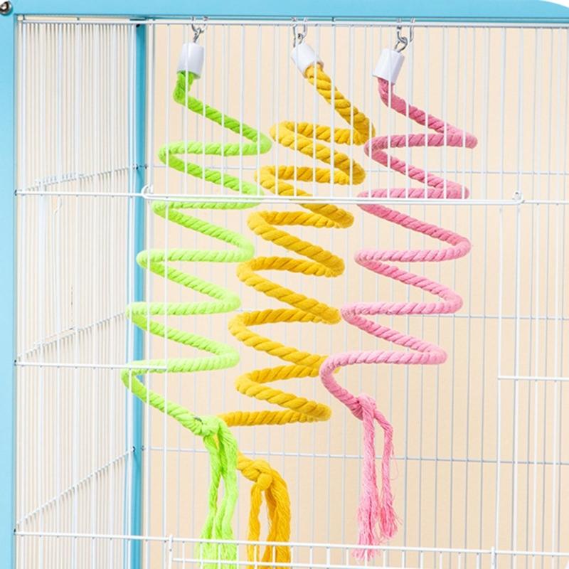 Lovebird Parrots Cage Spiral Bridge Swing Climbing Cotton Training Ladder Toy for Bird Pet Supplies