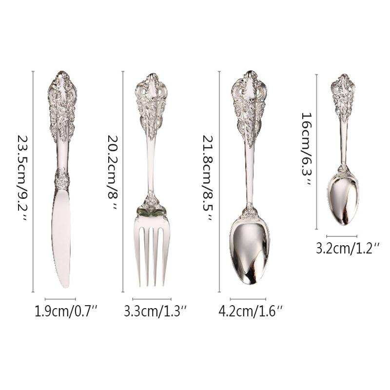 Silver Plated Stylish Design Dinnerware Wedding Occasion Cutlery Xmas Gift Silverware Tableware Dinner Knife Fork Teaspoon Restaurant 4-24Pcs Luxury