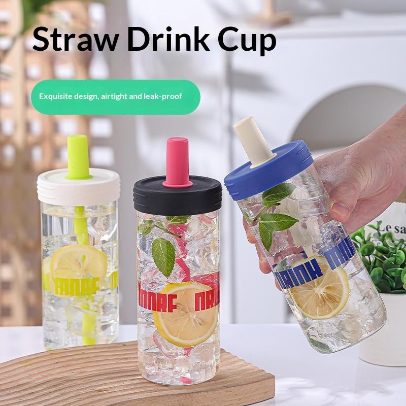 2026 New 650ML Water Bottles Straw Cup Juice Milk Plastic Cup with Lid Straw Bubble Tea Coffee Cups Large Capacity Drinkware LIJ