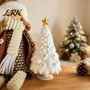 Minimalist Christmas Window Displays Tree Candle Holder, 3D Printed Hollow Star Cutout Modern Home Aesthetic Accents Statue, Matte White Tabletop