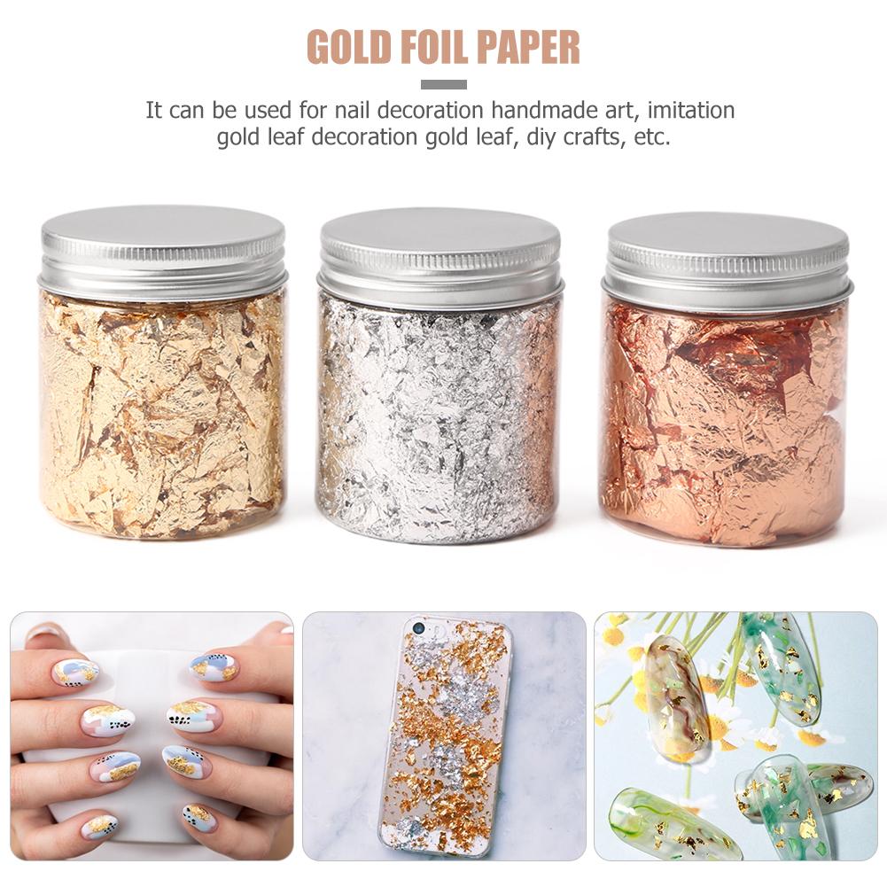 Rose Gold Foil Imitation Flake Silver Leaf Fragments Sequins Glitter Paper Confetti Nail Beauty Cosmetic DIY Art Crafts