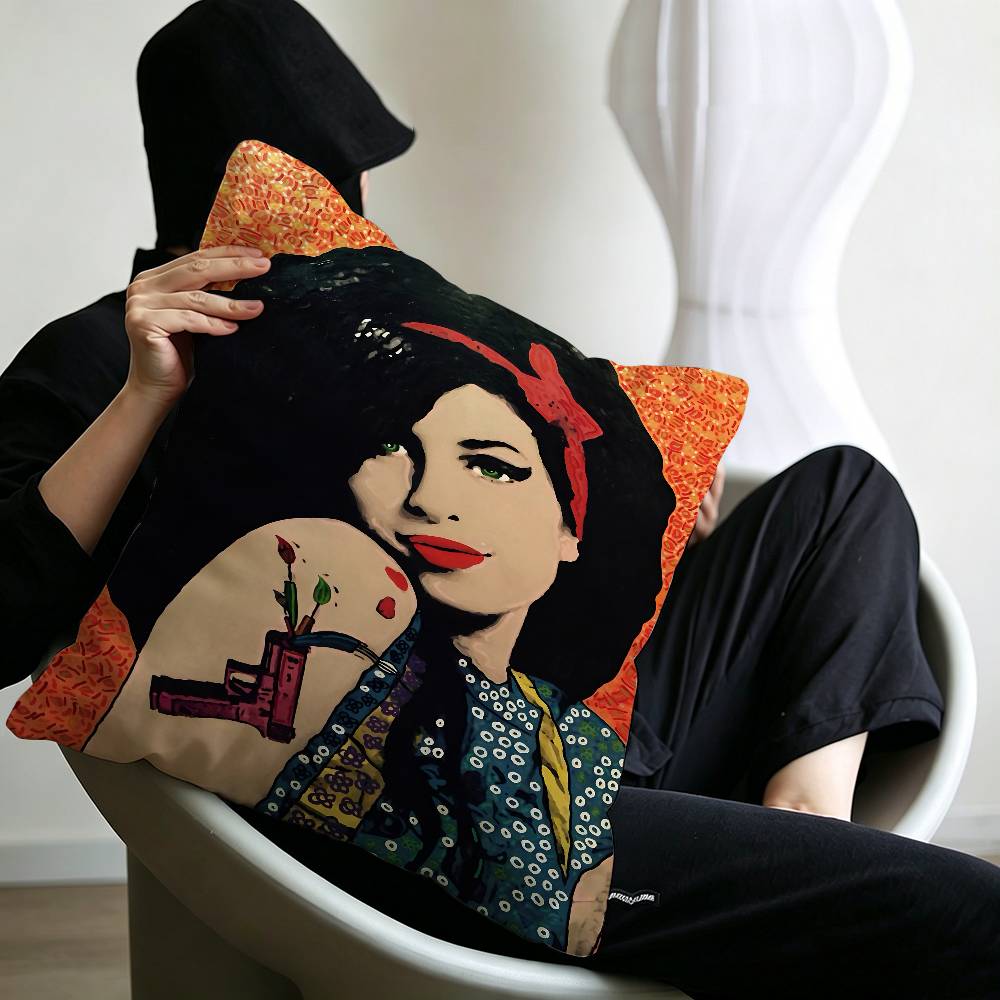 Singer AAmy WWinehouse Pillow Cover for Bedroom Room and Living Room Sofa Decorative Cushion Cover