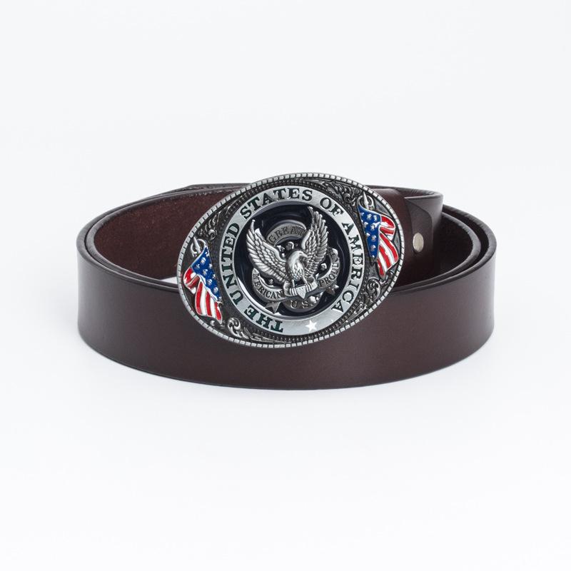 Cowhide Trendy Men's Retro Casual Plate Buckle Belt