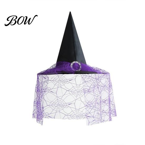 Lace Pointed Hat Steeple Halloween Witch Hat, with Edge, Lightweight Fabric Breathable Headwear, for Cosplay Party Costume Fairy Tale Accessory