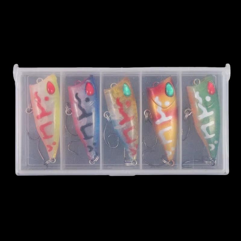Ultra-Small Hard Bait Lead Fish Single Hook Set Five Boxes Metal Horse Mouth Three Hooks Blood Groove Sequins for Bass Trout