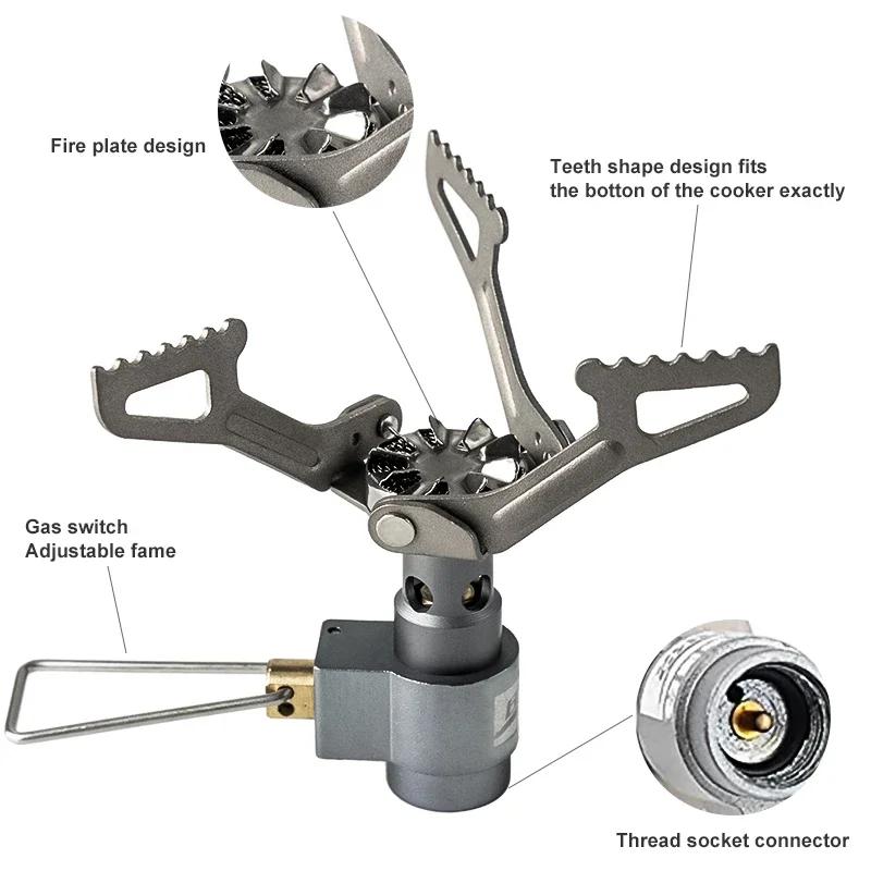 Outdoor Gas Stove Mini Camping Gas Burner 25g Ultralight Titanium Picnic Hiking Cooking Stove Survival Furnace