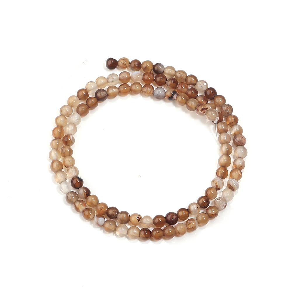 Natural Stone Beads Light Brown Stripe Agate Round Loose Bead For Jewelry Making DIY Bracelet Necklace Accessories 4/6/8/10/12mm