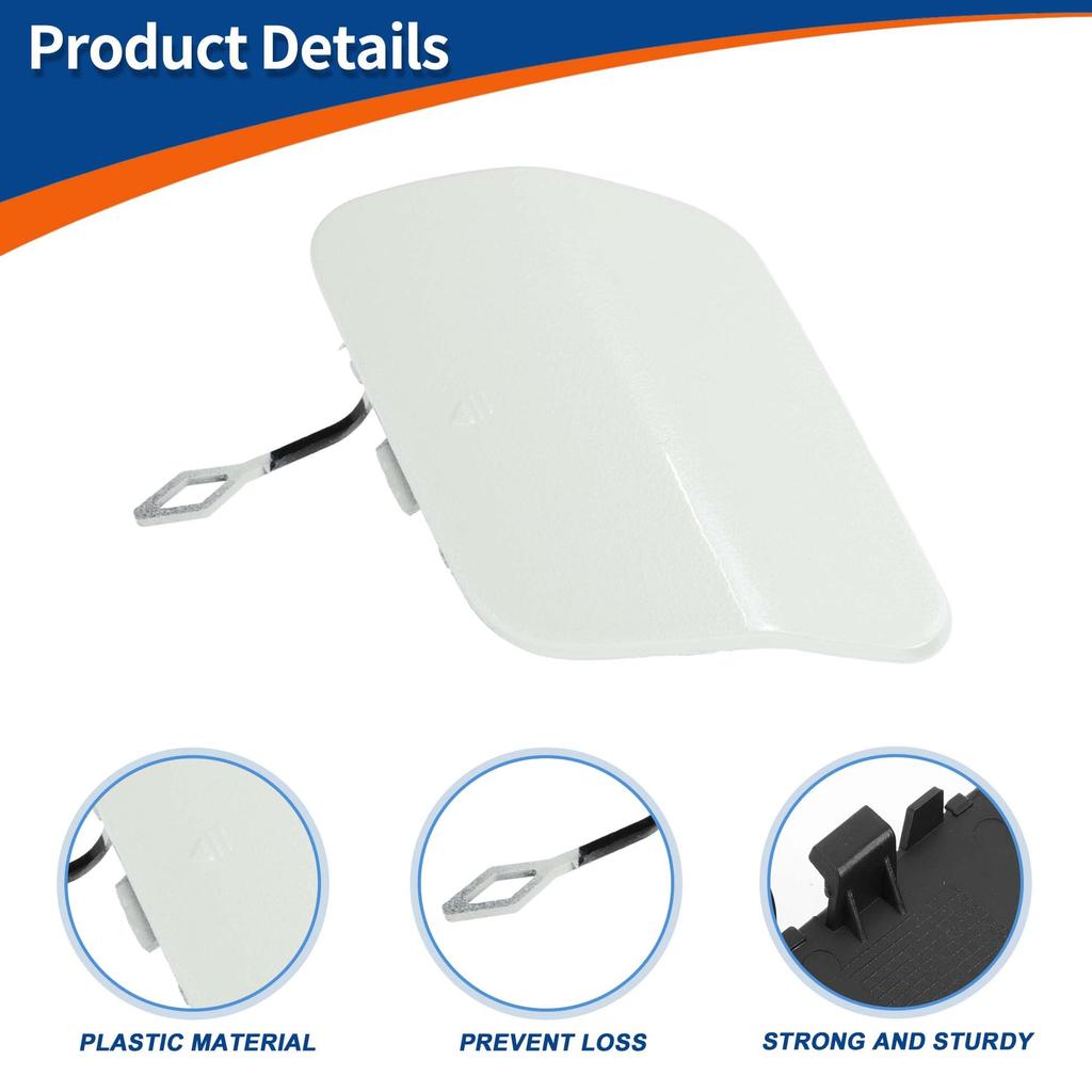 ACROPIX Rear Right Passenger Car Bumper Toe Hook Cover Cap for Mercedes Benz Diamond 1 Piece C-Class 2015-2020, White,